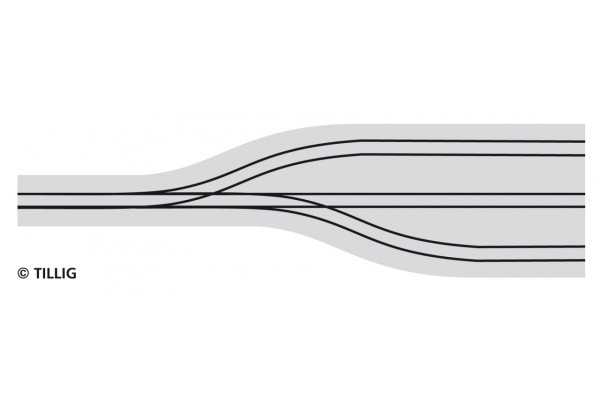 Kolejové rozvětvení do depa, s asfaltem/betonem, 3 stání, tramvajové kolejivo Luna, H0, Tillig 87632