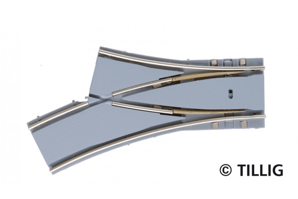 Oboustranná výhybka levá s asfaltem/betonem, R 204/250 mm, tramvajové kolejivo Luna, H0, Tillig 87644