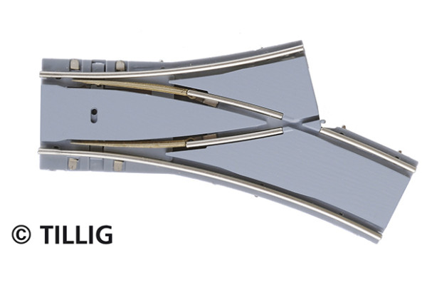 Oboustranná výhybka pravá s asfaltem/betonem, R 250/204 mm, tramvajové kolejivo Luna, H0, Tillig 87649