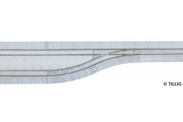 Odbočka s dlažbou, levá, tramvajové kolejivo Luna, TT/H0m, Tillig 87111