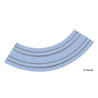 Oblouková kolej s asfaltem/betonem, dvojkolejka, R 204 a 250 mm, 90°, tramvajové kolejivo Luna, TT/H0m, Tillig 87267