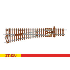 Jednoduchá výhybka levá, 166 mm, 631 mm/15°, TT, Hornby TT8008