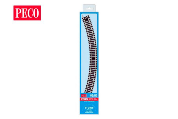 Sada kolejiva SETRACK, 4× oblouková kolej, poloměr 438 mm, 45˚, H0, Peco ST-2026