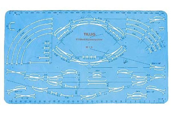 Šablona pro kreslení kolejí Tillig do plánků, TT, Tillig 83517