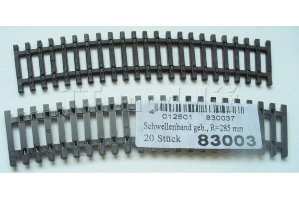 Pražcové podloží obloukové R 285, 22,5 st., TT, Tillig 83003