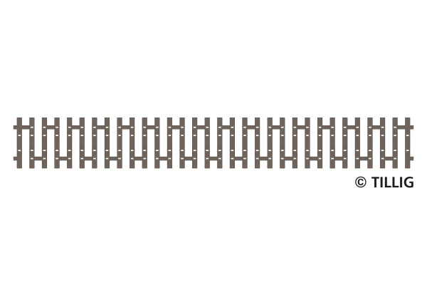 Flexibilní pražcové podloží s přípravou pro pojistný oboustranný úhelník, 166 mm, dřevěné pražce, TT, Tillig 83190