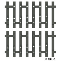 Flexibilní pražcové podloží s přípravou pro pojistný jednostranný úhelník, koncový díl, 41,5 mm, levé, 2 kusy, dřevěné pražce, TT, Tillig 83193