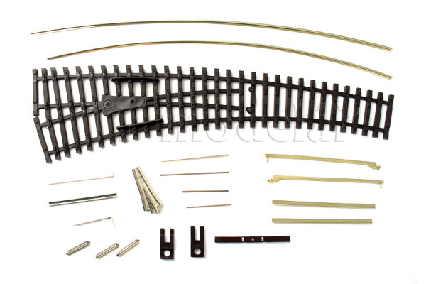 Oblouková výhybka IBW levá, s kovovou srdcovkou, stavebnice, TT, Tillig 83412
