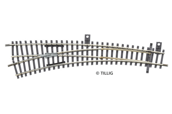Oblouková výhybka IBW levá, s kovovou srdcovkou, TT, Tillig 83364