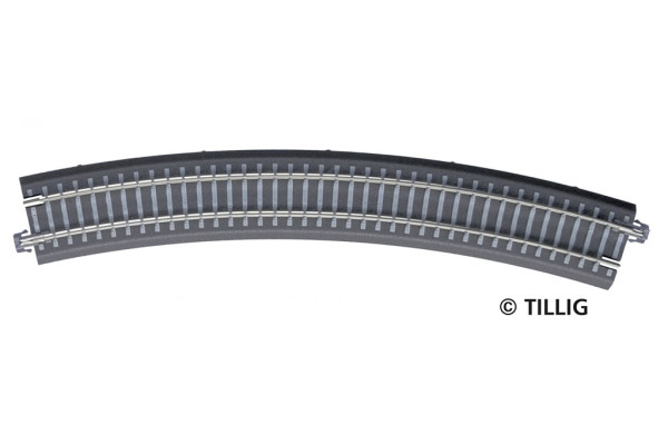 Oblouková kolej s podložím BR 31, R 396 mm/30 st., šedé pražce, TT, Tillig 83770