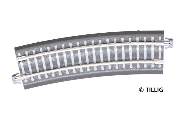 Oblouková kolej s podložím R 32, R 396 mm/15 st., šedé pražce, TT, Tillig 83771