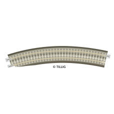 Oblouková kolej s podložím BR 11-32kli, se zkosením pro výhybku, levá, R 396 mm/30 st., hnědé pražce, TT, Tillig 83784