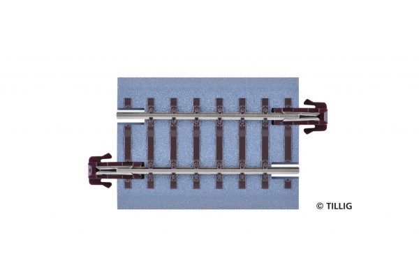 Přímá kolej s podložím BG 3, 43 mm, hnědé pražce, TT, Tillig 83714