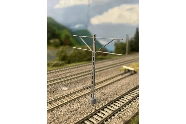 Maketa stožáru trakčního vedení se dvěma výložníky, 5 kusů, TT, ES Pečky 19431 Maketa stožáru trakčního vedení se dvěma výložníky, 5 kusů, TT, ES Pečky 19431