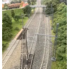 Maketa trolejové brány s dvěma výložníky, 2 kusy, stavebnice, TT, ES Pečky 19434