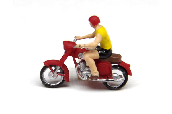 Motocykl Jawa 250 s jezdcem, nebarvený, H0, TT Jeník H0J02