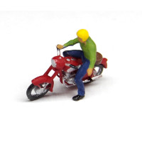 Motocykl Jawa 250 s jezdcem ukazujícím vlevo, nebarvený, H0, TT Jeník H0J03