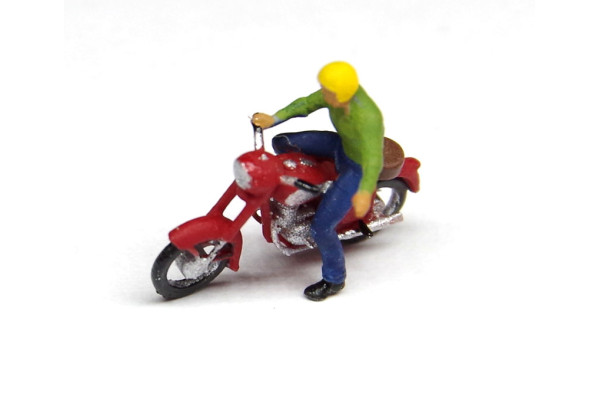 Motocykl Jawa 250 s jezdcem ukazujícím vlevo, nebarvený, H0, TT Jeník H0J03