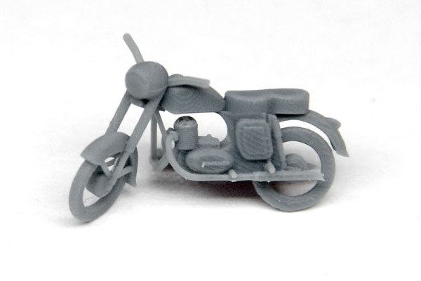 Motocykl Jawa 250 s úchytem pro sajdkáru, nebarvený, H0, TT Jeník H0J04