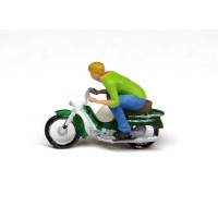 Motocykl Jawa 50, s přikrčeným jezdcem, nebarvený, H0, TT Jeník H0J11