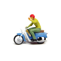 Motocykl Jawa 50, s mávajícím jezdcem, nebarvený, H0, TT Jeník H0J12
