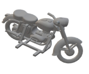 Motocykl Jawa 250 s úchytem pro sajdkáru, nebarvený, H0, TT Jeník H0J04
