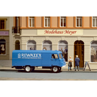 Stavebnice automobilu Robur LD3000 Kastenwagen REWATEX, modrý, jednorázová série, TT, DOPRODEJ, Auhagen 66049