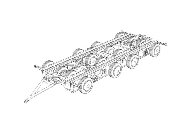 Resinová stavebnice těžkého 4nápravového německého podvalníku, TT, Hauler HTT120082