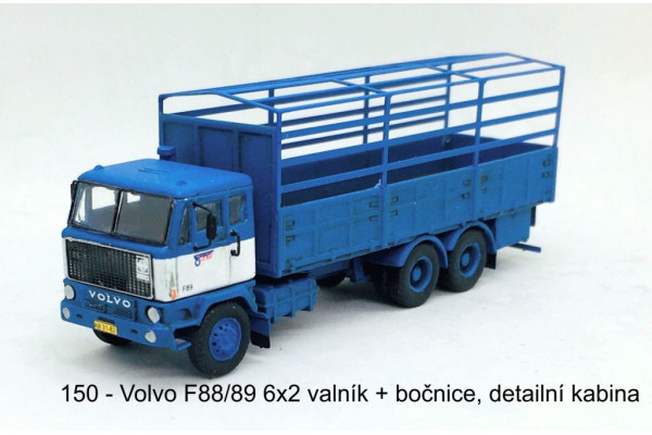 Stavebnice - Volvo F88/89 6x2, valník bez plachty+bočnice, detailní kabina, TT, Štěpnička 150d