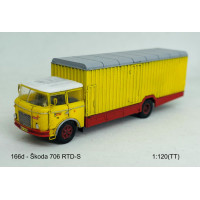 Stavebnice, Škoda 706 RTD, stěhovací automobil, čirá kabina se 2 světly, TT, Štěpnička 166db