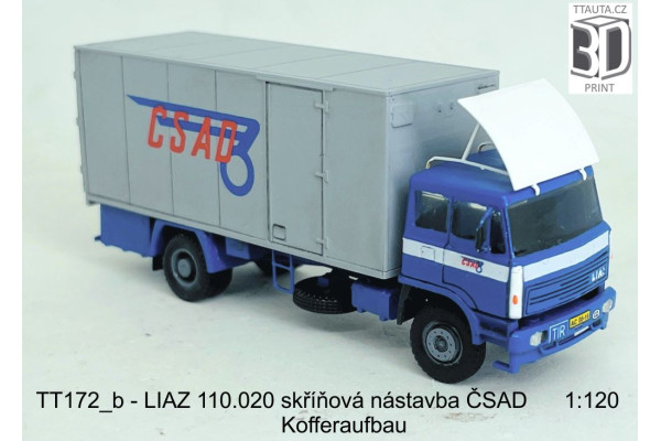 Stavebnice LIAZ 110, skříňová nástavba, detailní kabina – otevřené dveře, logo ČSAD, TT, Štěpnička 172cb