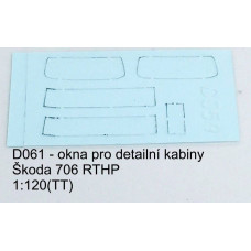 Vyřezávaná okna pro detailní kabiny Škoda 706 RTHP, TT, Štěpnička D061