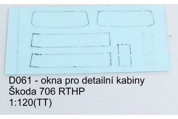 Vyřezávaná okna pro detailní kabiny Škoda 706 RTHP, TT, Štěpnička D061