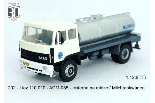 Stavebnice, Liaz 110.010 Strojobal ACM-085 cisterna na mléko, detailní kabina, TT, Štěpnička 202b