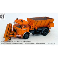 Stavebnice, Škoda 706 MTSP 25 údržba silnic, sypací nástavba+sněhová radlice, detailní kabina 2. generace, TT, Štěpnička 209a