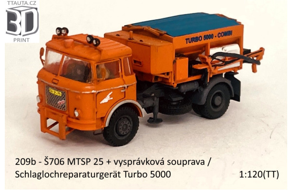 Stavebnice, Škoda 706 MTSP 25 údržba silnic, vysprávková souprava Turbo 5000, detailní kabina 2. generace, TT, Štěpnička 209b Stavebnice, Škoda 706 MTSP 25 údržba silnic, vysprávková souprava Turbo 5000, detailní kabina 2. generace, TT, Štěpnička 209b