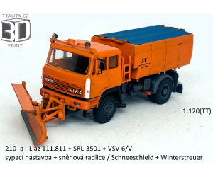 Stavebnice, LIAZ 111.811 údržba silnic, sypací nástavba+sněhová radlice, detailní kabina, TT, Štěpnička 210aa