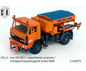Stavebnice, LIAZ 151.811 údržba silnic, vysprávková souprava, krátká kabina, otevřené dveře, TT, Štěpnička 210fb