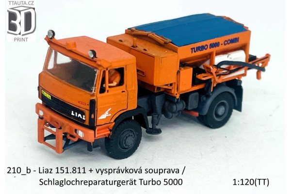 Stavebnice, LIAZ 151.811 údržba silnic, vysprávková souprava, krátká kabina, otevřené dveře, TT, Štěpnička 210fb