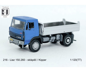 Stavebnice, LIAZ 150.260 sklápěč, detailní kabina, otevřené dveře, TT, Štěpnička 216c
