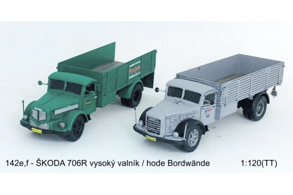 Stavebnice, Škoda 706 R, vysoký valník, čirá kabina, TT, Štěpnička 142e