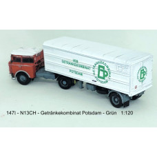 Stavebnice, chladírenský návěs Orličan N13CH, Getränkekombinat Postdam, zelený, TT, Štěpnička 147l