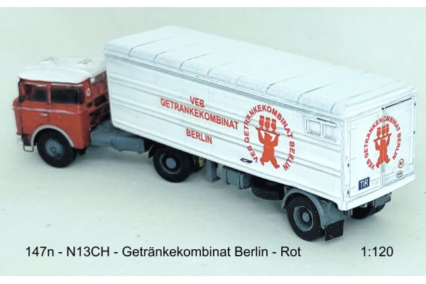 Stavebnice, chladírenský návěs Orličan N13CH, Getränkekombinat Berlin, červený, TT, Štěpnička 147n