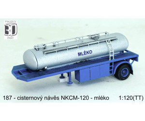 Stavebnice, cisternový návěs NKCM-120 – mléko, TT, Štěpnička 187