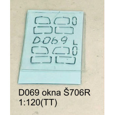 Vyřezávaná okna pro detailní kabiny Škoda 706 R, TT, Štěpnička D069