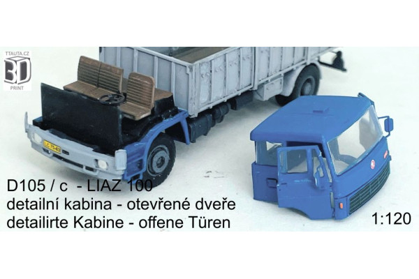 Stavebnice, kabina na Liaz 100, detailní kabina, otevřené dveře, TT, Štěpnička D105