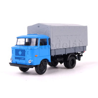 IFA W50L, dřevěná korba a plachta, zadní nakládací plošina, světle modrá, TT, Haedl 121044-03
