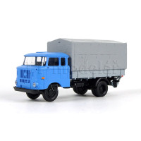 IFA W50L, prodloužená kabina, dřevěná korba, plachta a zadní nakládací plošina, světle modrá, TT, Haedl 121047-03
