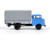 IFA W50L, prodloužená kabina, dřevěná korba, plachta a zadní nakládací plošina, světle modrá, TT, Haedl 121047-03