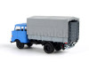 IFA W50L, prodloužená kabina, dřevěná korba, plachta a zadní nakládací plošina, světle modrá, TT, Haedl 121047-03